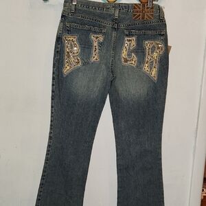 Richmond Blue Flare Jeans RICH Beading Size 29 Very Vintage Never Worn